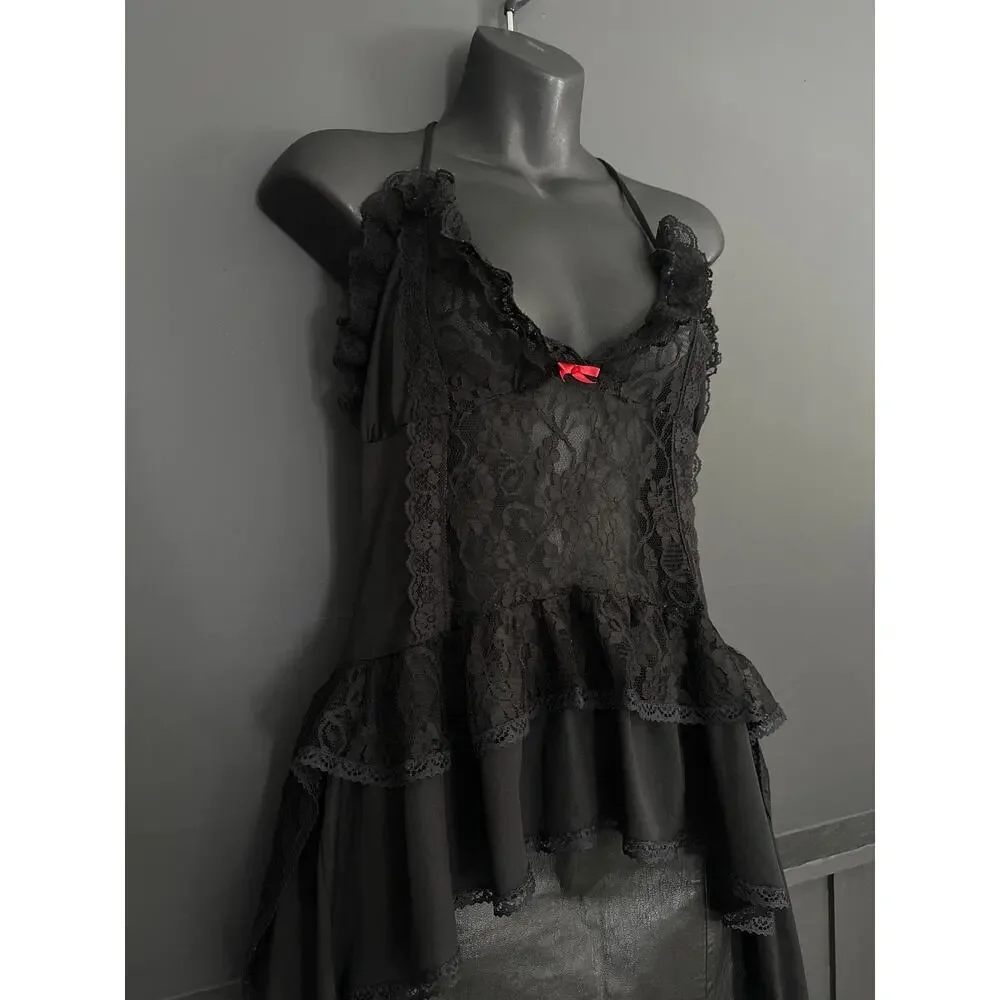 Vintage Traffic Jam Fairy Goth Sheer Negligee Lingerie Black Chemise Size Medium - Picture 2 of 12